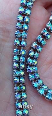 Vintage SHERMAN Signed AB Rhinestone Necklace Collar Choker Designer Jewellery
