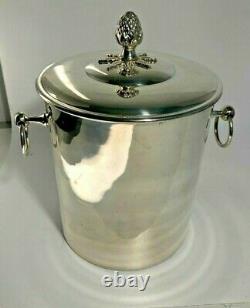 Vintage SIlver Plated Insulated Silverplate Ice Bucket withHandles & Pineapple Lid