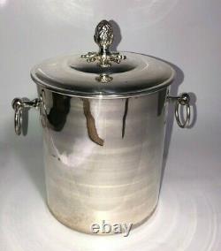 Vintage SIlver Plated Insulated Silverplate Ice Bucket withHandles & Pineapple Lid