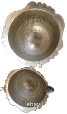 Vintage Scalloped Silver Creamer & Sugar Bowl James Deakin 1871-1930