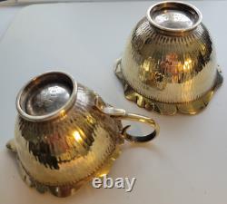 Vintage Scalloped Silver Creamer & Sugar Bowl James Deakin 1871-1930
