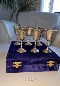Vintage Set of Six Silver Plated Goblets in Original Box EPNS