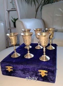 Vintage Set of Six Silver Plated Goblets in Original Box EPNS