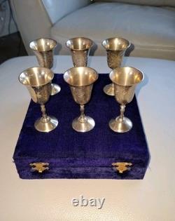 Vintage Set of Six Silver Plated Goblets in Original Box EPNS