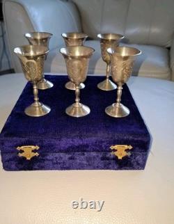 Vintage Set of Six Silver Plated Goblets in Original Box EPNS