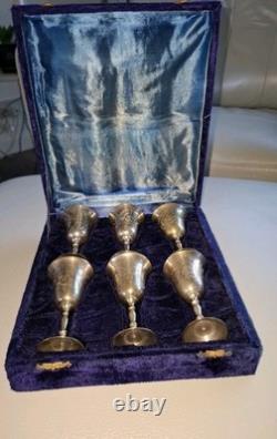 Vintage Set of Six Silver Plated Goblets in Original Box EPNS