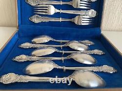 Vintage Set of Soviet Silver Plated Melhior Soviet Forks and Spoons of the USSR
