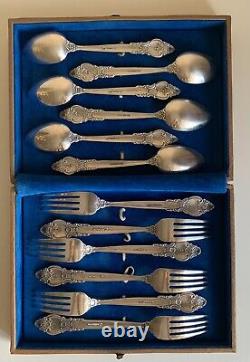 Vintage Set of Soviet Silver Plated Melhior Soviet Forks and Spoons of the USSR