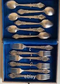 Vintage Set of Soviet Silver Plated Melhior Soviet Forks and Spoons of the USSR