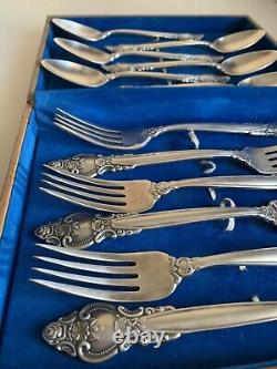 Vintage Set of Soviet Silver Plated Melhior Soviet Forks and Spoons of the USSR
