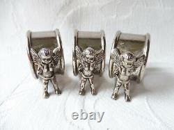 Vintage Set of Three Silver Plate EPNS Figural Cherub Napkin Rings