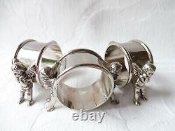 Vintage Set of Three Silver Plate EPNS Figural Cherub Napkin Rings