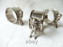 Vintage Set of Three Silver Plate EPNS Figural Cherub Napkin Rings