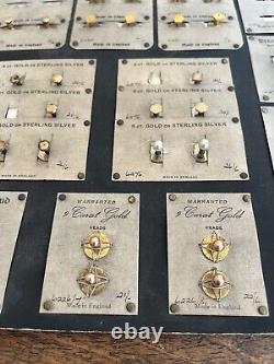 Vintage Shop Display Board Collar Studs Gold/Silver/plated
