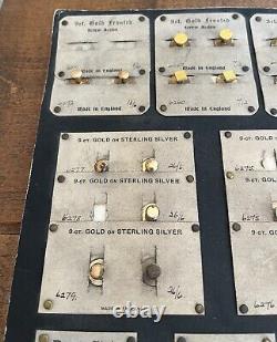Vintage Shop Display Board Collar Studs Gold/Silver/plated