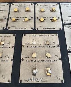 Vintage Shop Display Board Collar Studs Gold/Silver/plated