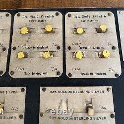 Vintage Shop Display Board Collar Studs Gold/Silver/plated