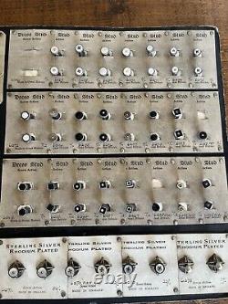 Vintage Shop Display Board Collar Studs Gold/Silver/plated