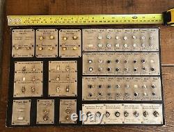 Vintage Shop Display Board Collar Studs Gold/Silver/plated