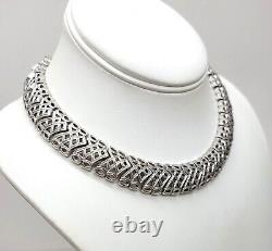 Vintage Signed Monet Rhodium Plated Articulated Runway Couture Collar Necklace