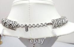 Vintage Signed Monet Rhodium Plated Articulated Runway Couture Collar Necklace