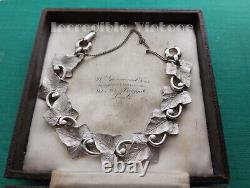 Vintage Signed PENNINO Ivy Leaf Brushed Silver Bracelet Superb Condition Gift