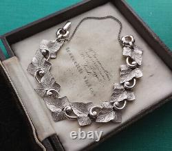 Vintage Signed PENNINO Ivy Leaf Brushed Silver Bracelet Superb Condition Gift