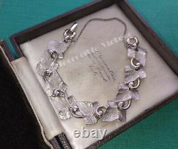 Vintage Signed PENNINO Ivy Leaf Brushed Silver Bracelet Superb Condition Gift