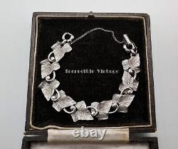 Vintage Signed PENNINO Ivy Leaf Brushed Silver Bracelet Superb Condition Gift