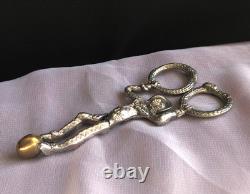 Vintage Silver Metal Monkey Harlequin Sugar Nips Tongs