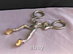Vintage Silver Metal Monkey Harlequin Sugar Nips Tongs