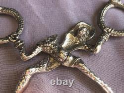 Vintage Silver Metal Monkey Harlequin Sugar Nips Tongs