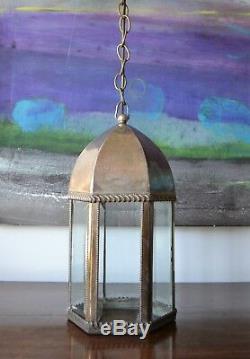 Vintage Silver Plate Moorish Porch Hall Chandelier Side Table Lamp Light Lantern