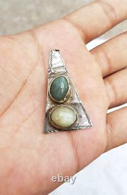 Vintage Silver Plate Tribal Jewellery With Cat Eye Stone Fitted Collectable