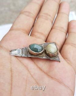 Vintage Silver Plate Tribal Jewellery With Cat Eye Stone Fitted Collectable