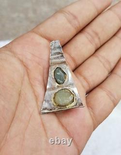 Vintage Silver Plate Tribal Jewellery With Cat Eye Stone Fitted Collectable