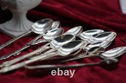 Vintage Silver Plated 12 Small Tea Spoons and Sugar Tong 12 Apostles Design Hand