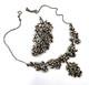 Vintage Silver Plated Art Nouveau Necklace Set with Faux Pearls Matching Brooch
