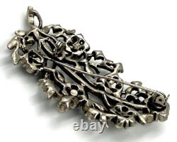 Vintage Silver Plated Art Nouveau Necklace Set with Faux Pearls Matching Brooch