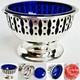 Vintage Silver Plated Bonbon Dish With Original Cobalt Blue Glass Bowl (4/10cm)