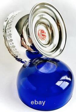 Vintage Silver Plated Bonbon Dish With Original Cobalt Blue Glass Bowl (4/10cm)