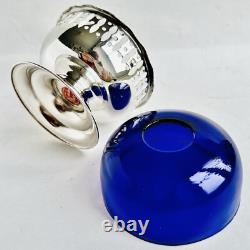 Vintage Silver Plated Bonbon Dish With Original Cobalt Blue Glass Bowl (4/10cm)