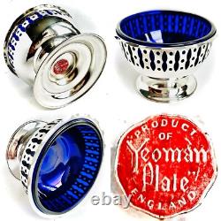 Vintage Silver Plated Bonbon Dish With Original Cobalt Blue Glass Bowl (4/10cm)