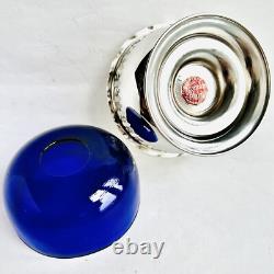 Vintage Silver Plated Bonbon Dish With Original Cobalt Blue Glass Bowl (4/10cm)