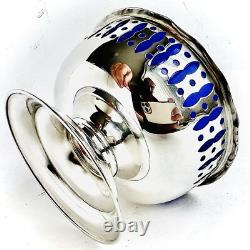 Vintage Silver Plated Bonbon Dish With Original Cobalt Blue Glass Bowl (4/10cm)