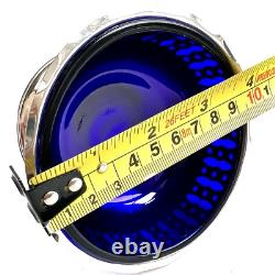 Vintage Silver Plated Bonbon Dish With Original Cobalt Blue Glass Bowl (4/10cm)