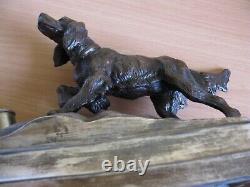 Vintage, Silver-Plated Bronzed Spelter Pointer Hunting Dog Table Lighter