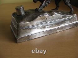 Vintage, Silver-Plated Bronzed Spelter Pointer Hunting Dog Table Lighter