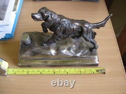 Vintage, Silver-Plated Bronzed Spelter Pointer Hunting Dog Table Lighter