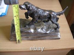 Vintage, Silver-Plated Bronzed Spelter Pointer Hunting Dog Table Lighter